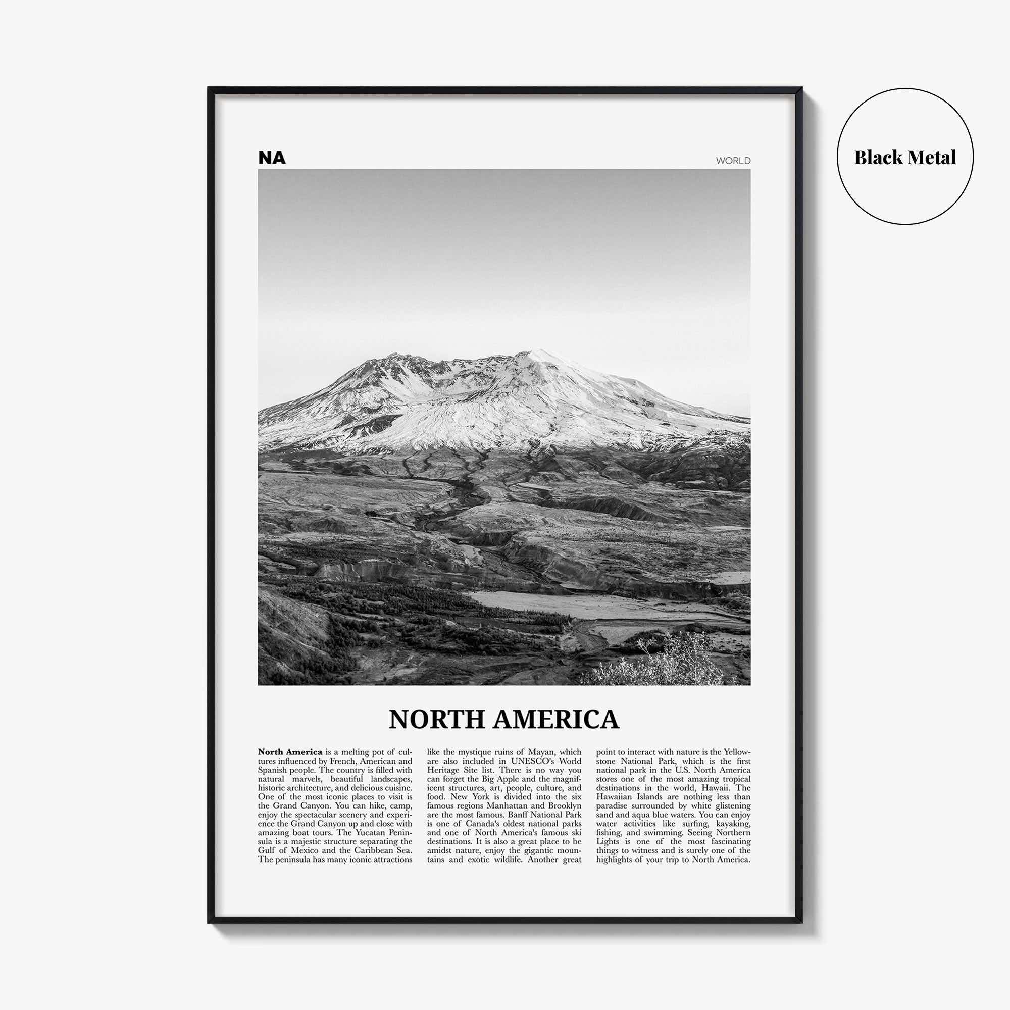 North America Print Black and White, North America Wall Art, North America Poster, North America Photo, North America Wall Decor