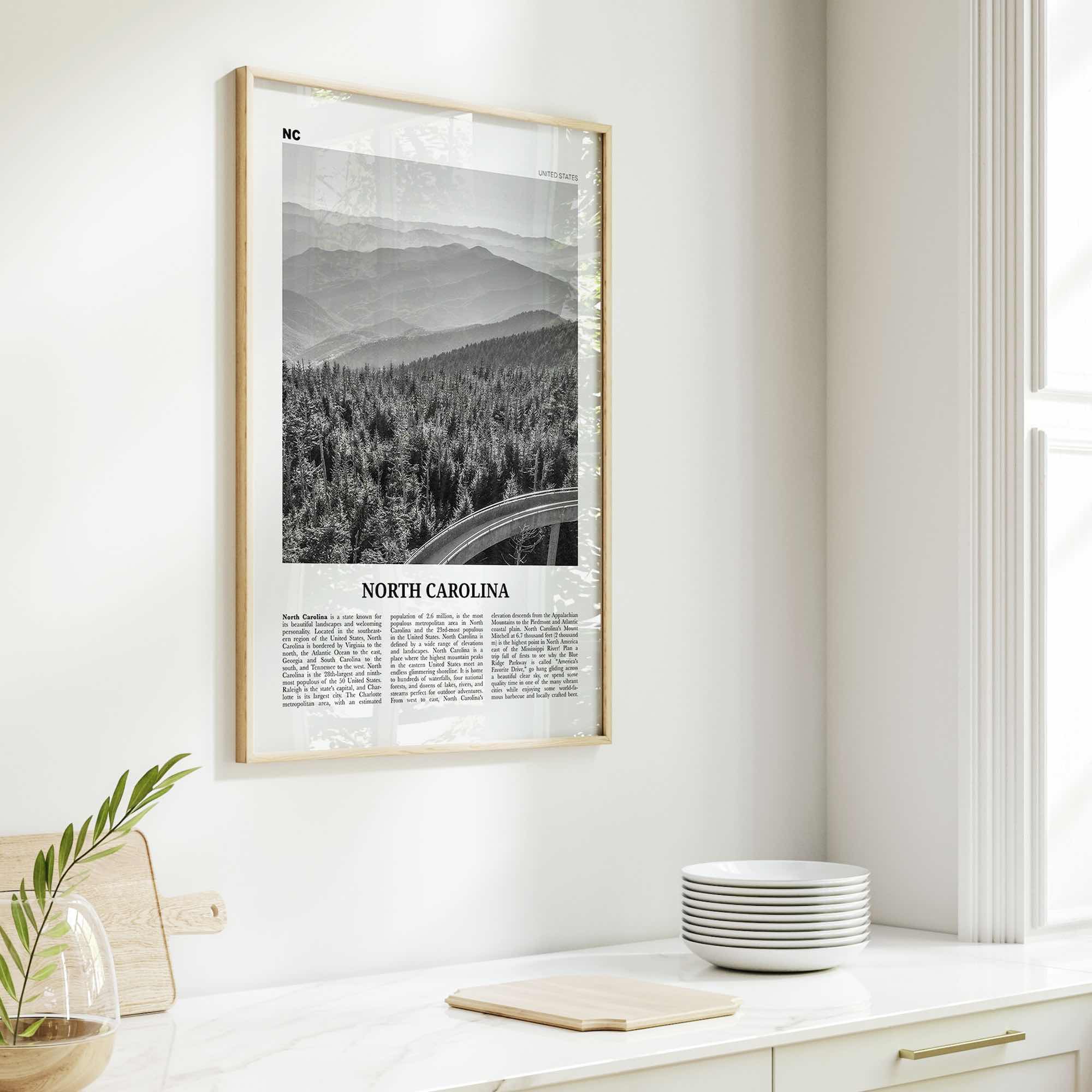 North Carolina Print Black and White No 1, North Carolina Wall Art, North Carolina Poster, North Carolina Photo, USA United States