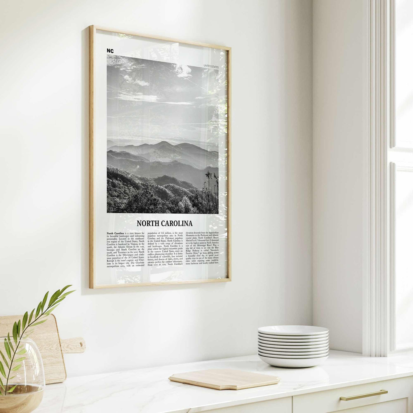 North Carolina Print Black and White No 2, North Carolina Wall Art, North Carolina Poster, North Carolina Photo, USA United States