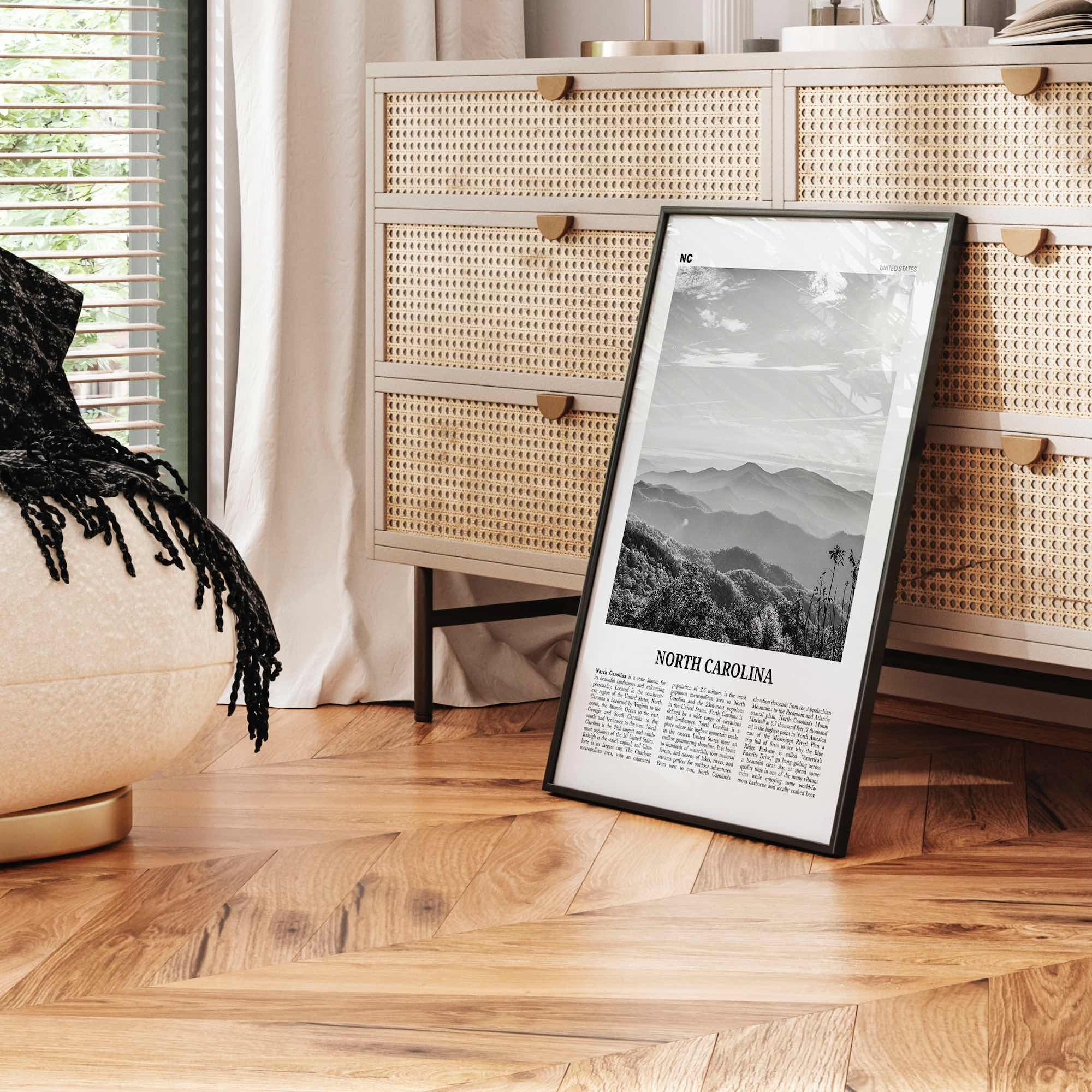 North Carolina Print Black and White No 2, North Carolina Wall Art, North Carolina Poster, North Carolina Photo, USA United States