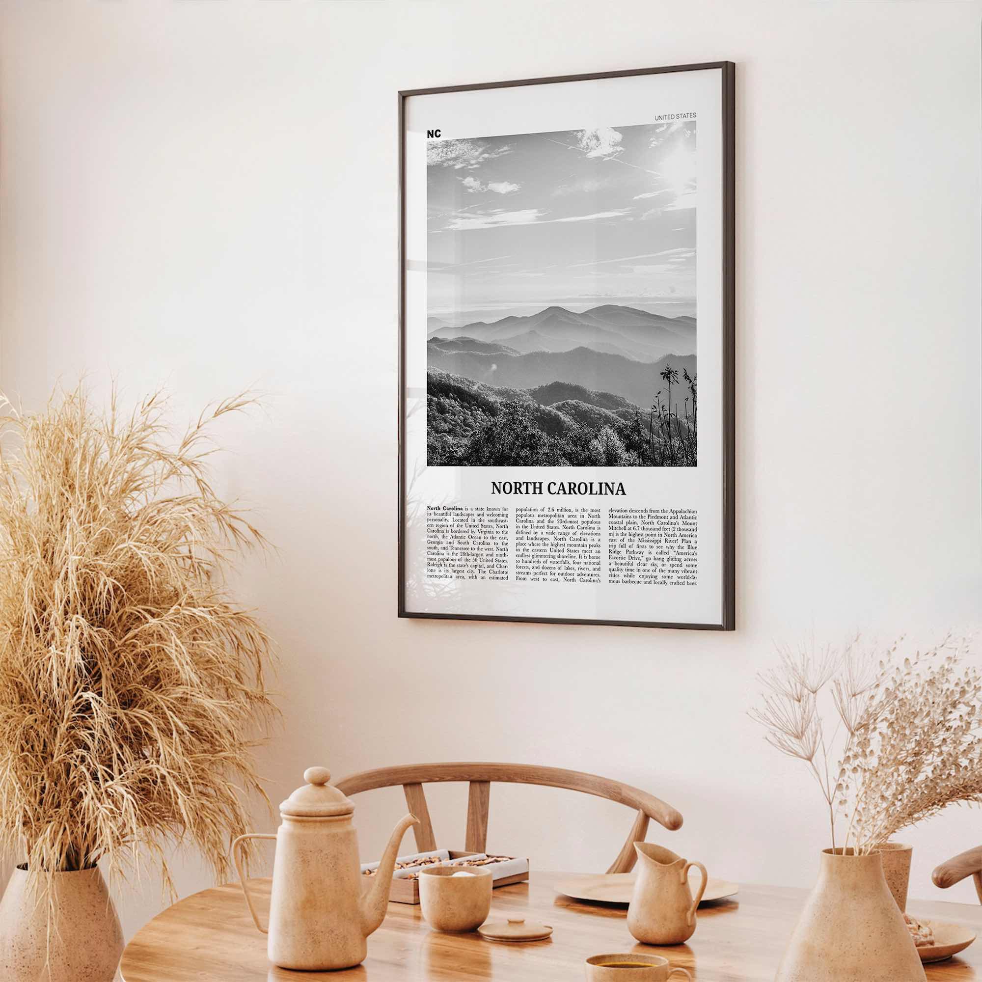 North Carolina Print Black and White No 2, North Carolina Wall Art, North Carolina Poster, North Carolina Photo, USA United States