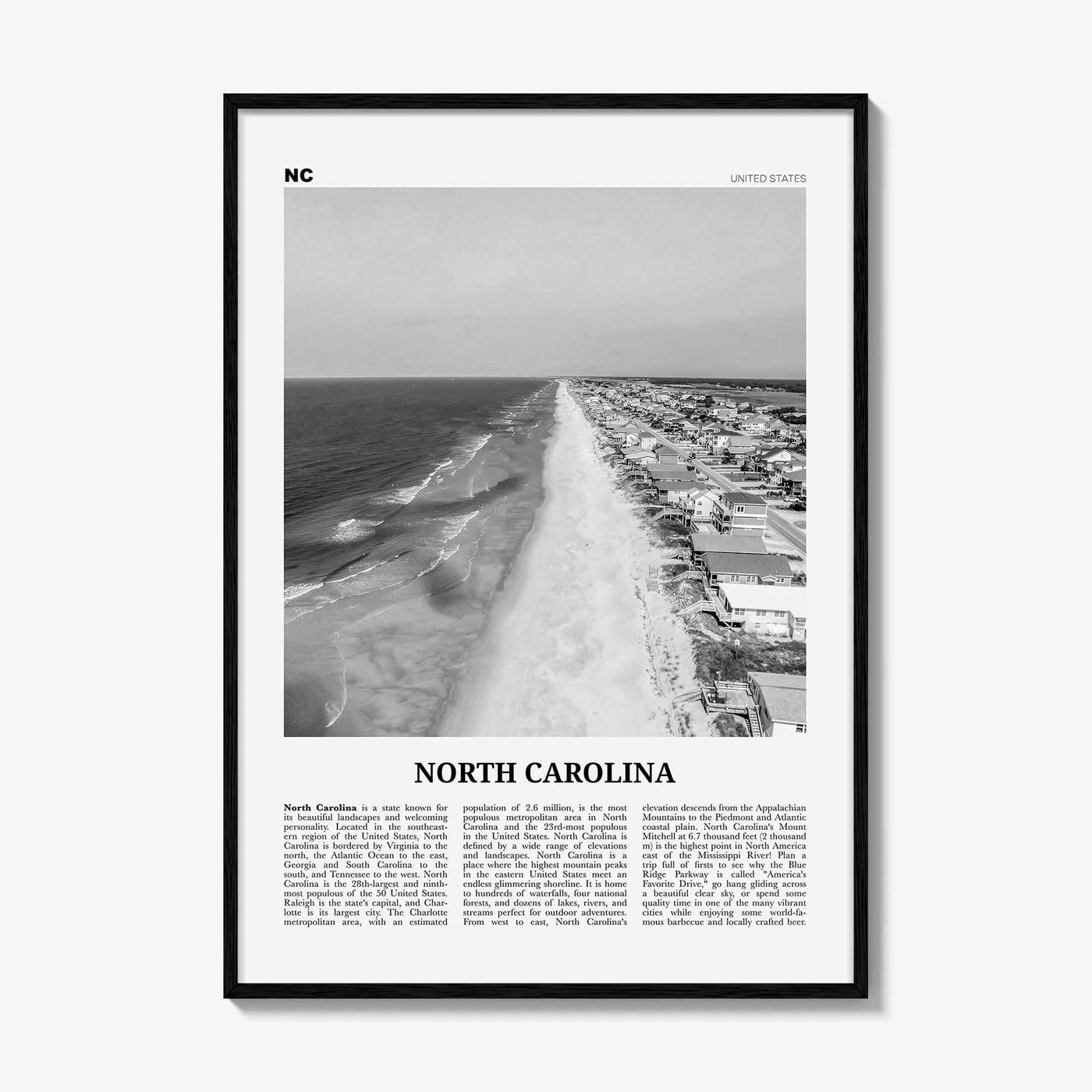 North Carolina Print Black and White No 4, North Carolina Wall Art, North Carolina Poster, North Carolina Photo, USA United States