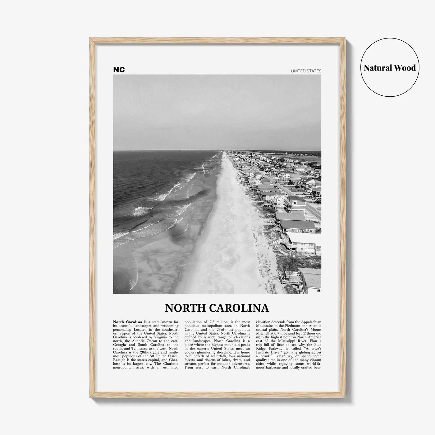 North Carolina Print Black and White No 4, North Carolina Wall Art, North Carolina Poster, North Carolina Photo, USA United States