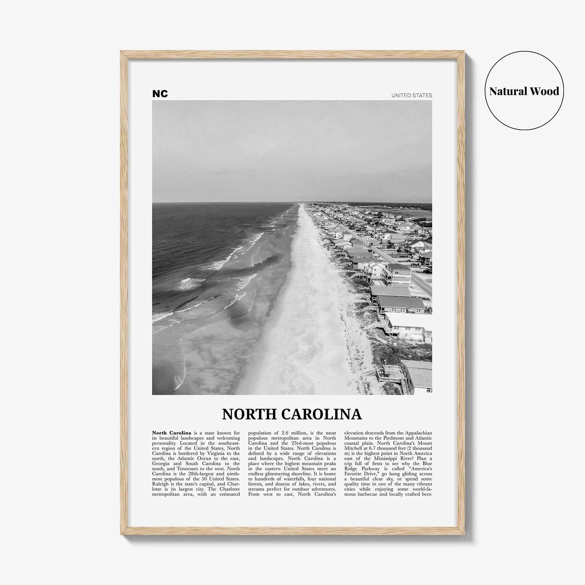 North Carolina Print Black and White No 4, North Carolina Wall Art, North Carolina Poster, North Carolina Photo, USA United States