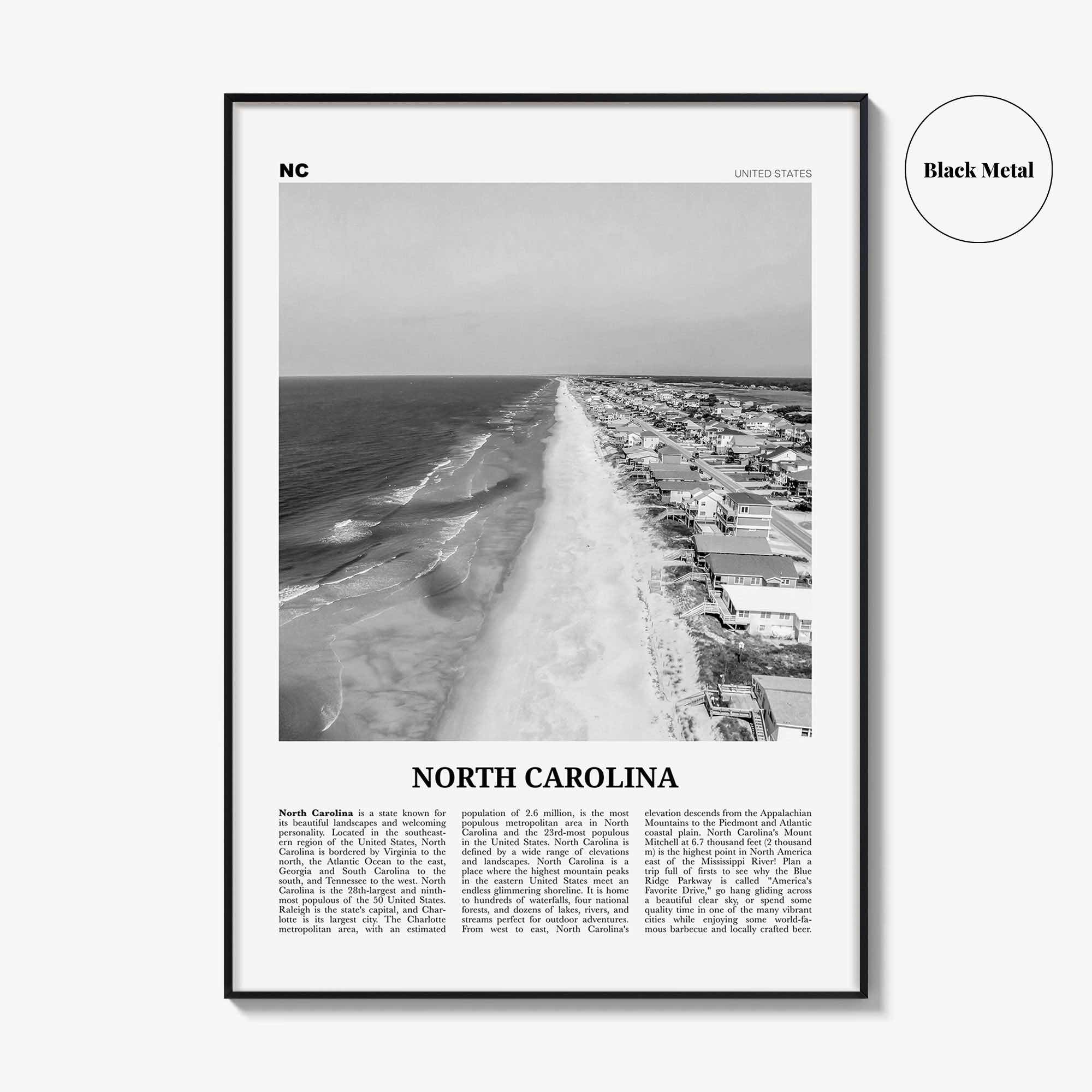 North Carolina Print Black and White No 4, North Carolina Wall Art, North Carolina Poster, North Carolina Photo, USA United States
