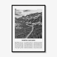 North Cascades National Park Print Black and White, North Cascades Wall Art, North Cascades Poster, North Cascades Photo, Washington, USA