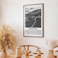 North Cascades National Park Print Black and White, North Cascades Wall Art, North Cascades Poster, North Cascades Photo, Washington, USA