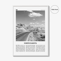 North Dakota Print Black and White No 1, North Dakota Art, North Dakota Poster, North Dakota Photo, North Dakota Décor, North Dakota Map