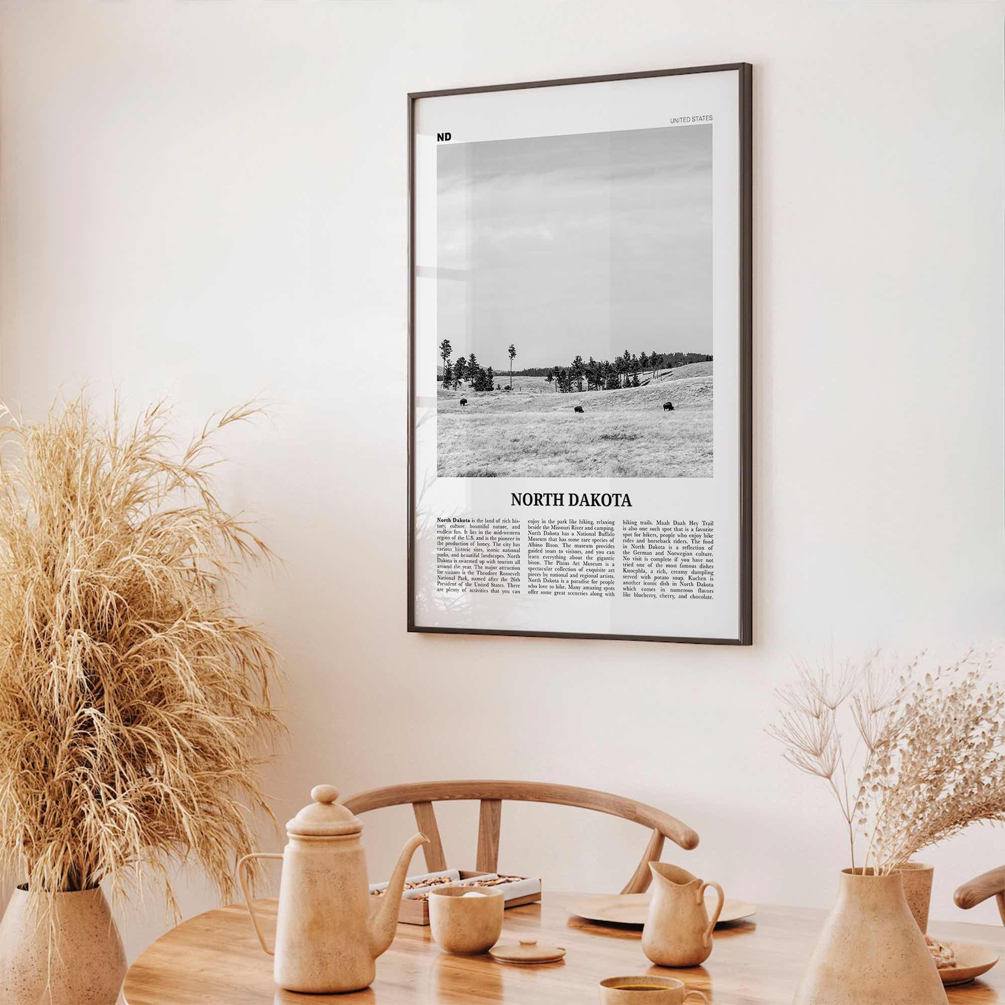 North Dakota Print Black and White No 2, North Dakota Wall Art, North Dakota Poster, North Dakota Photo, USA, United States