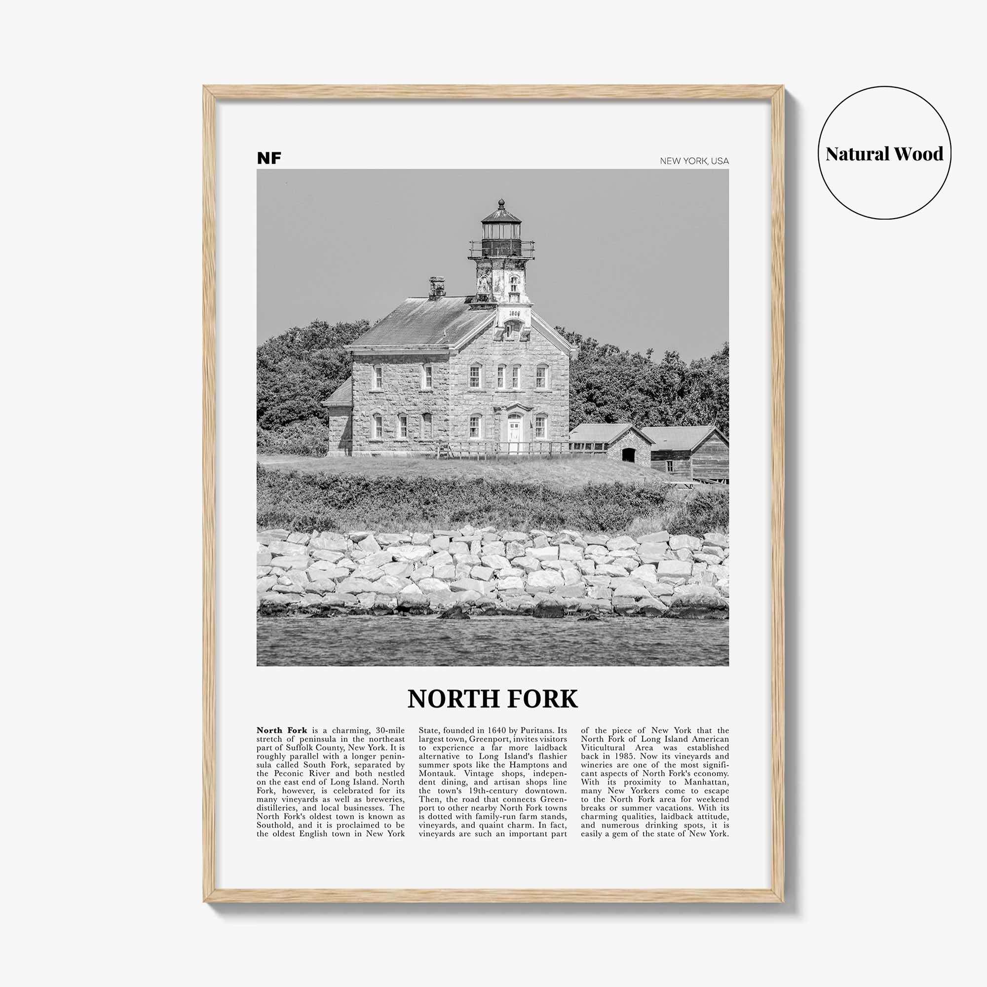 North Fork Print Black and White, North Fork Wall Art, North Fork Poster, North Fork Photo, North Fork Décor, North Fork Map, New York, USA