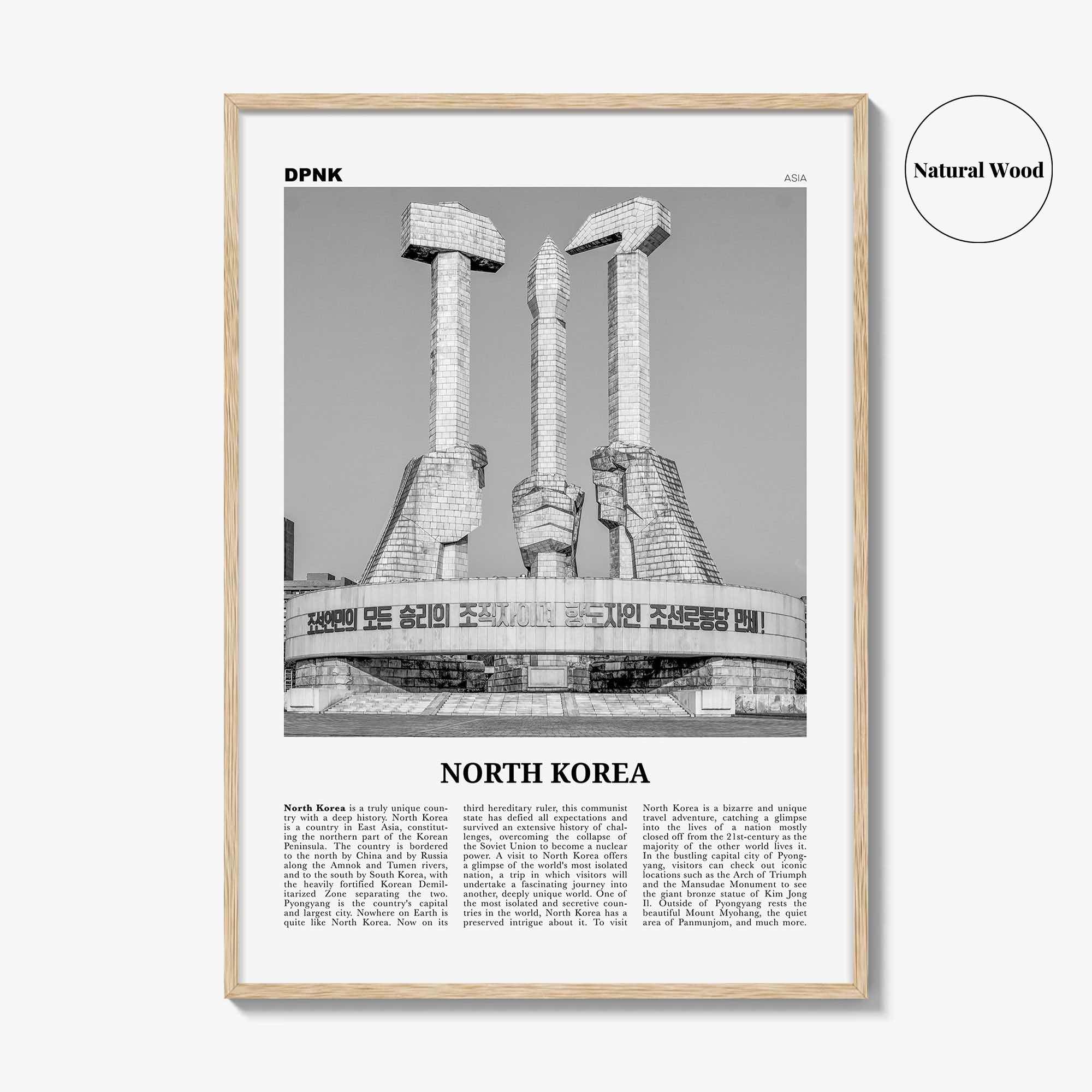 North Korea Print Black and White, North Korea Wall Art, North Korea Poster, North Korea Photo, North Korea Wall Decor, 조선민주주의인민공화국, Asia