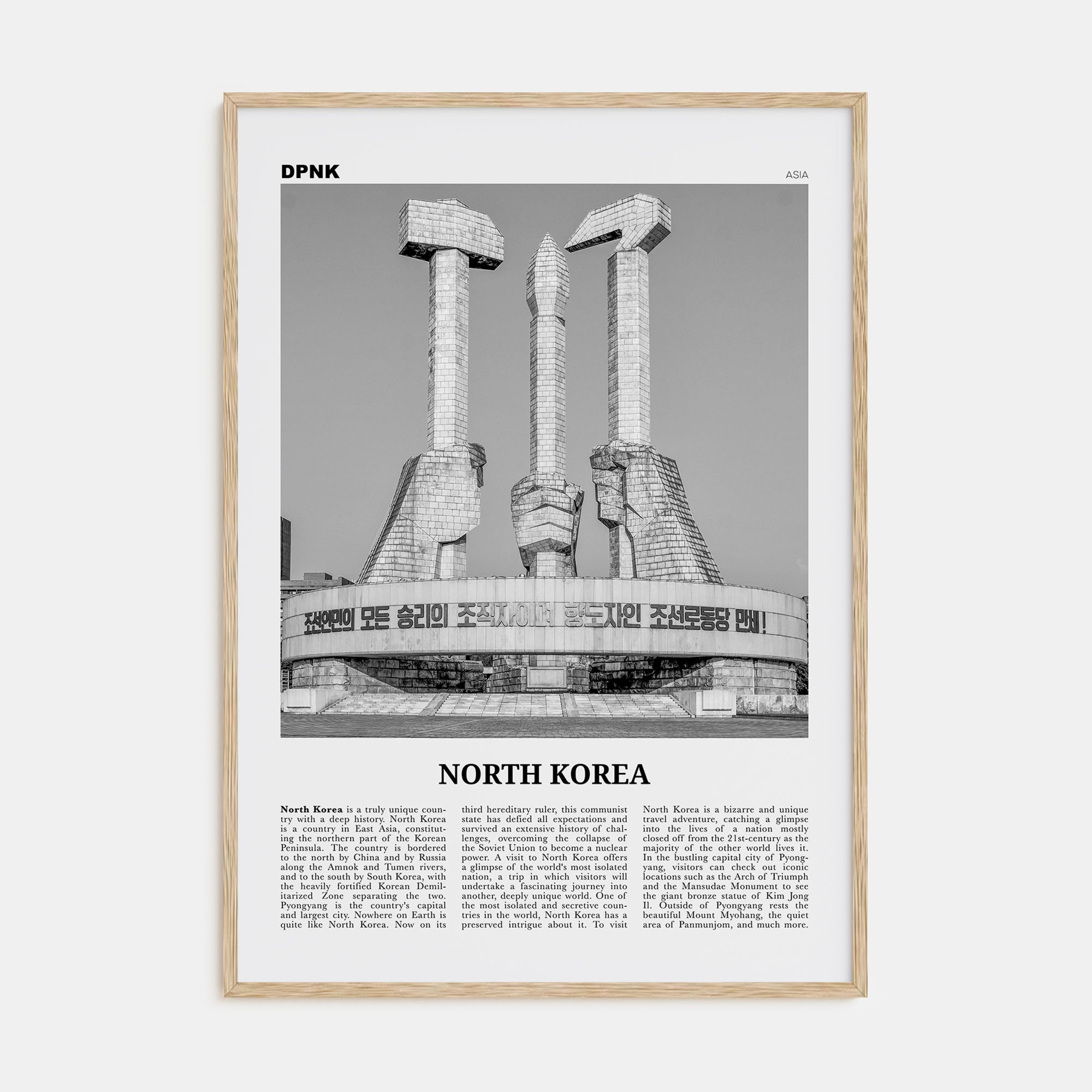 North Korea Travel B&W Poster