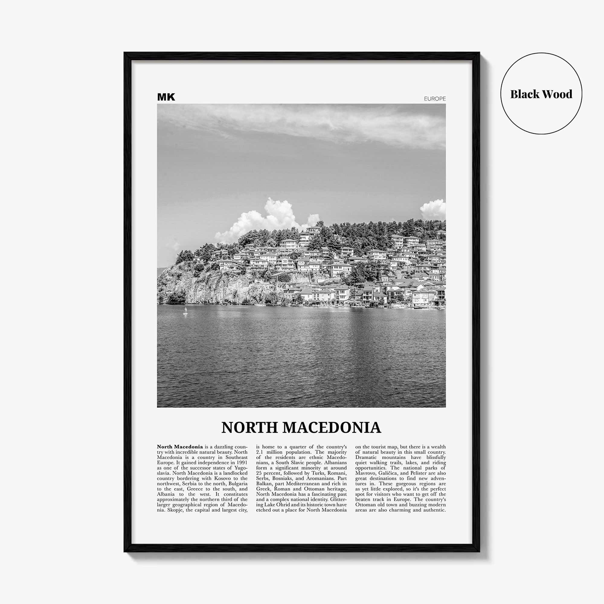 North Macedonia Print Black and White, North Macedonia Wall Art, North Macedonia Poster, Macedonia, Skopje, Yugoslavia, Balkan, Europe