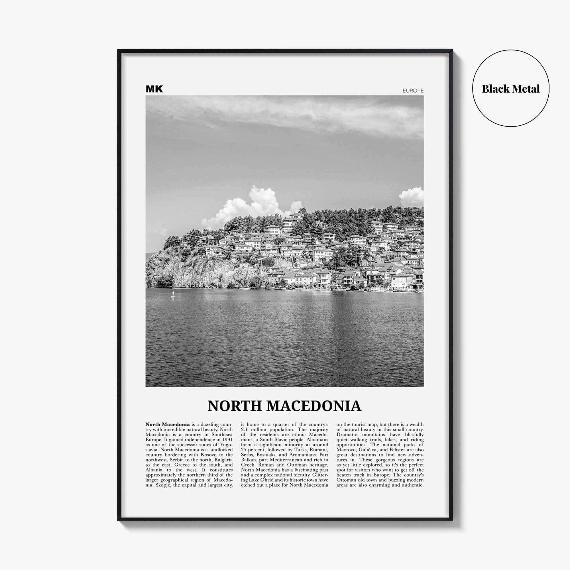 North Macedonia Print Black and White, North Macedonia Wall Art, North Macedonia Poster, Macedonia, Skopje, Yugoslavia, Balkan, Europe