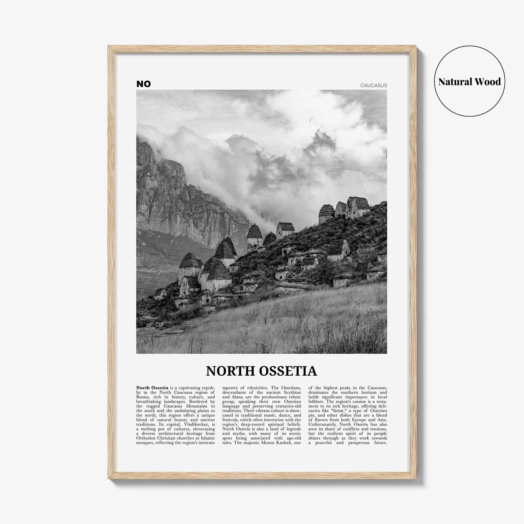 North Ossetia Print Black and White, North Ossetia Wall Art, North Ossetia Poster, North Ossetia Photo, North Ossetia Wall Décor