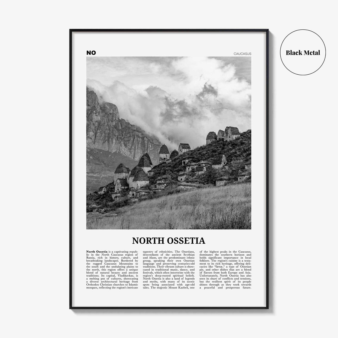 North Ossetia Print Black and White, North Ossetia Wall Art, North Ossetia Poster, North Ossetia Photo, North Ossetia Wall Décor