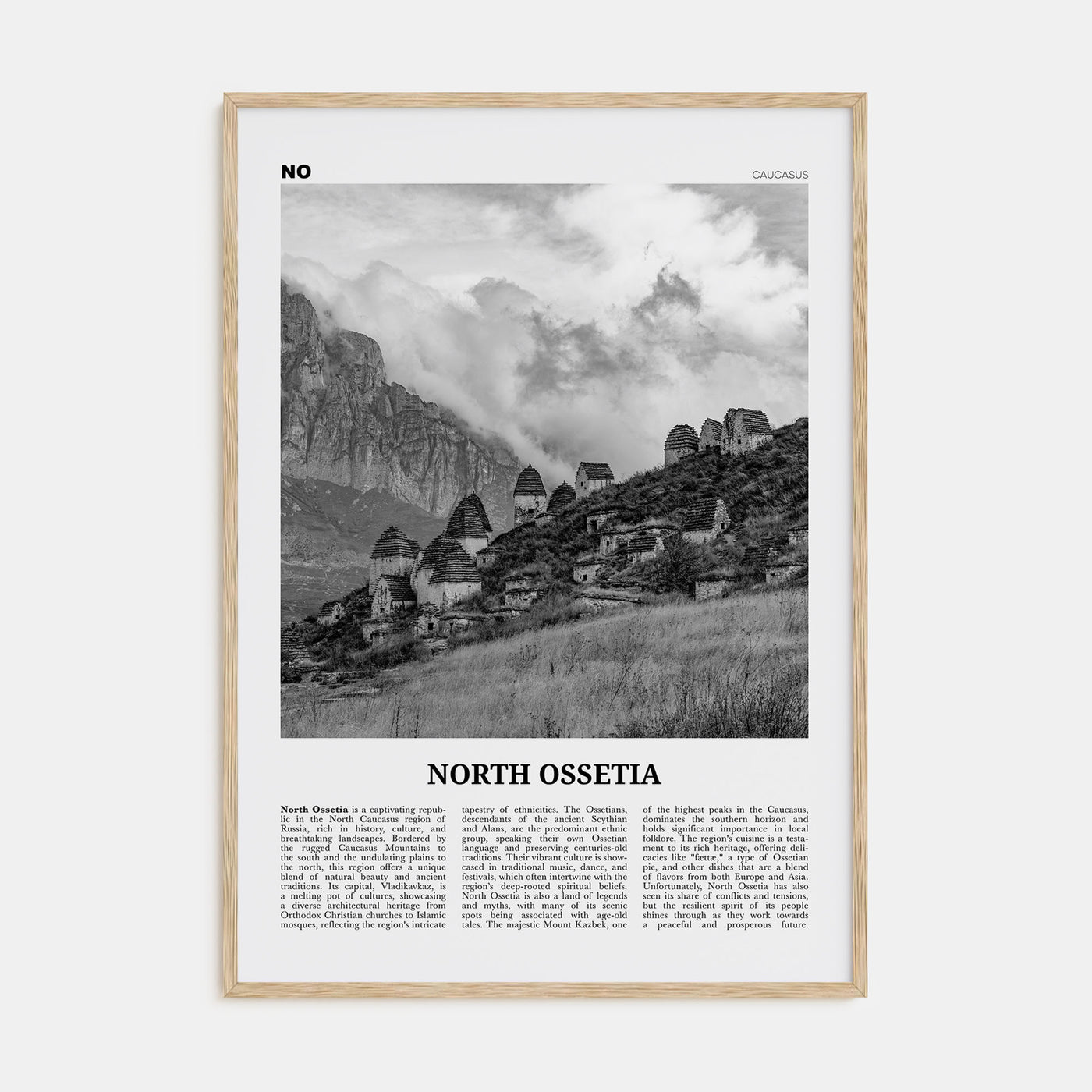 North Ossetia Travel B&W Poster
