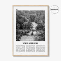 North Yorkshire Print Black and White, North Yorkshire Wall Art, North Yorkshire Poster, North Yorkshire Photo, North Yorkshire Map, England