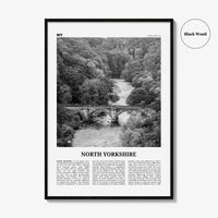 North Yorkshire Print Black and White, North Yorkshire Wall Art, North Yorkshire Poster, North Yorkshire Photo, North Yorkshire Map, England