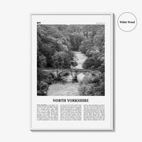 North Yorkshire Print Black and White, North Yorkshire Wall Art, North Yorkshire Poster, North Yorkshire Photo, North Yorkshire Map, England