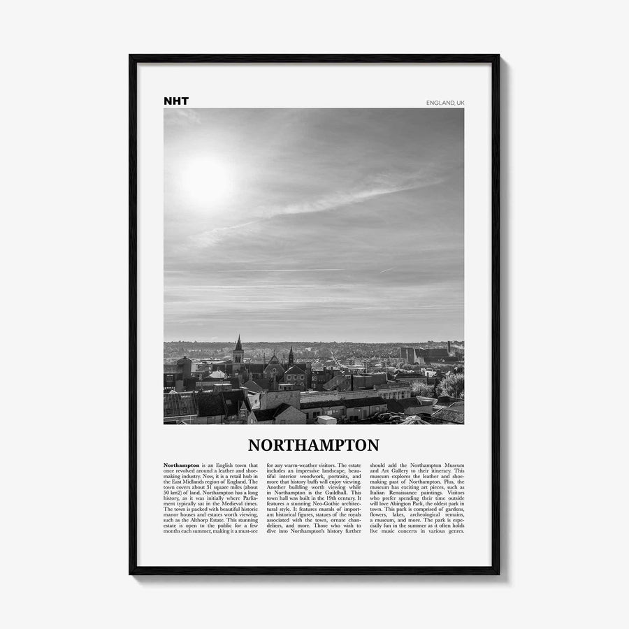 Northampton Print Black and White, Northampton Wall Art, Northampton Poster, Northampton Photo, Northampton Wall Décor, Northampton Map,
