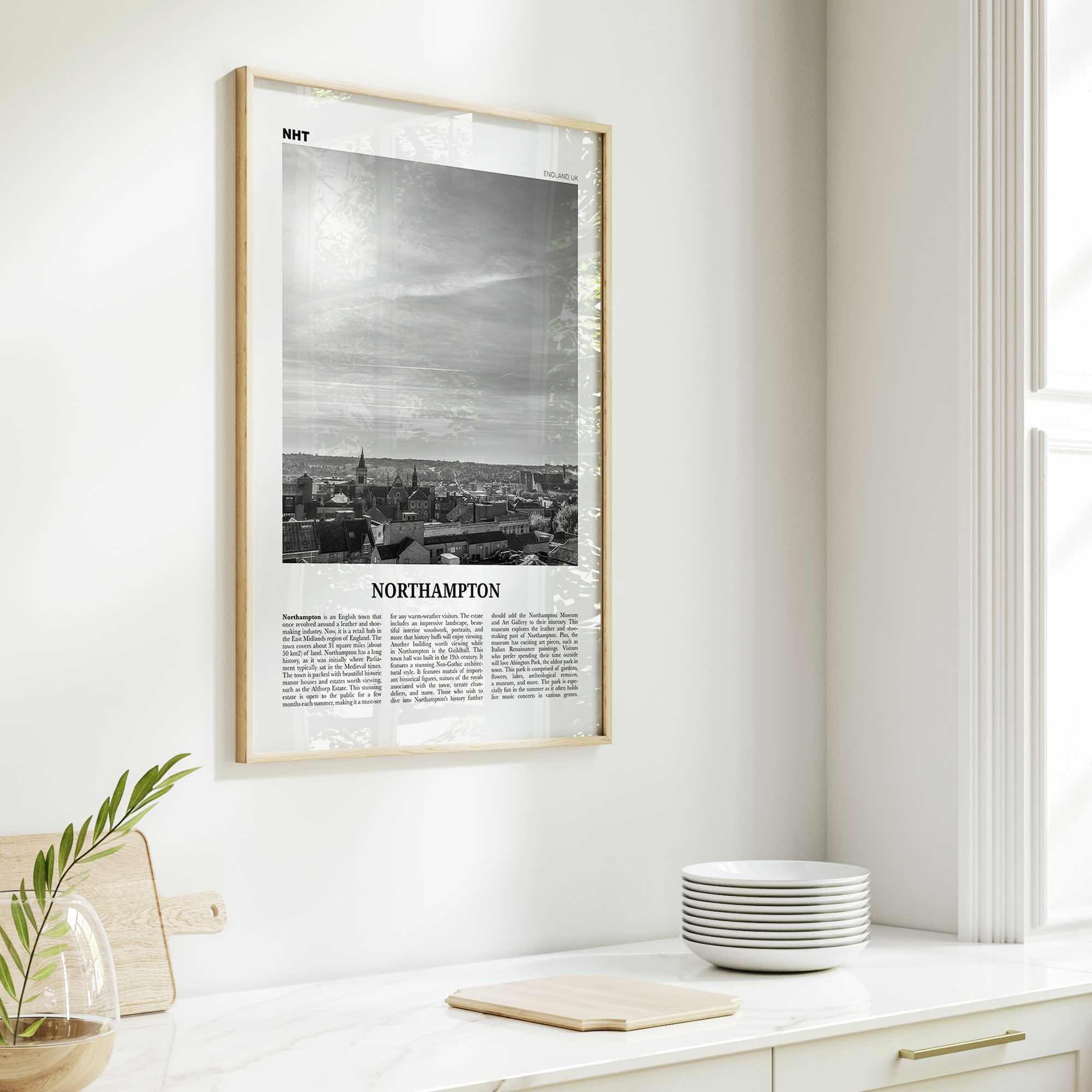 Northampton Print Black and White, Northampton Wall Art, Northampton Poster, Northampton Photo, Northampton Wall Décor, Northampton Map,