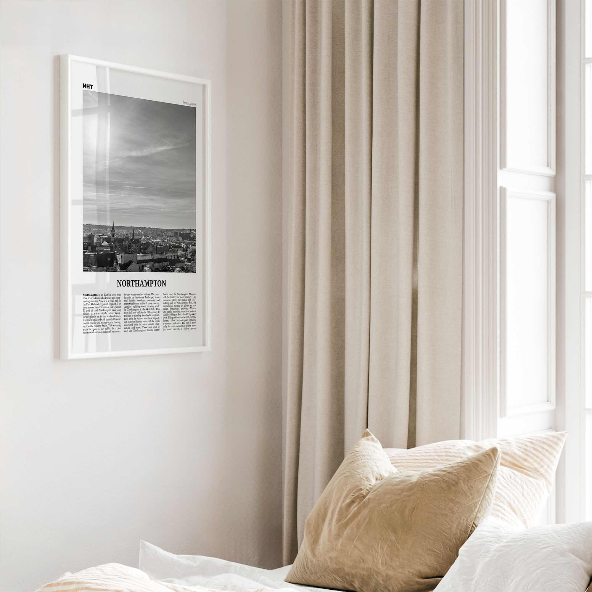 Northampton Print Black and White, Northampton Wall Art, Northampton Poster, Northampton Photo, Northampton Wall Décor, Northampton Map,