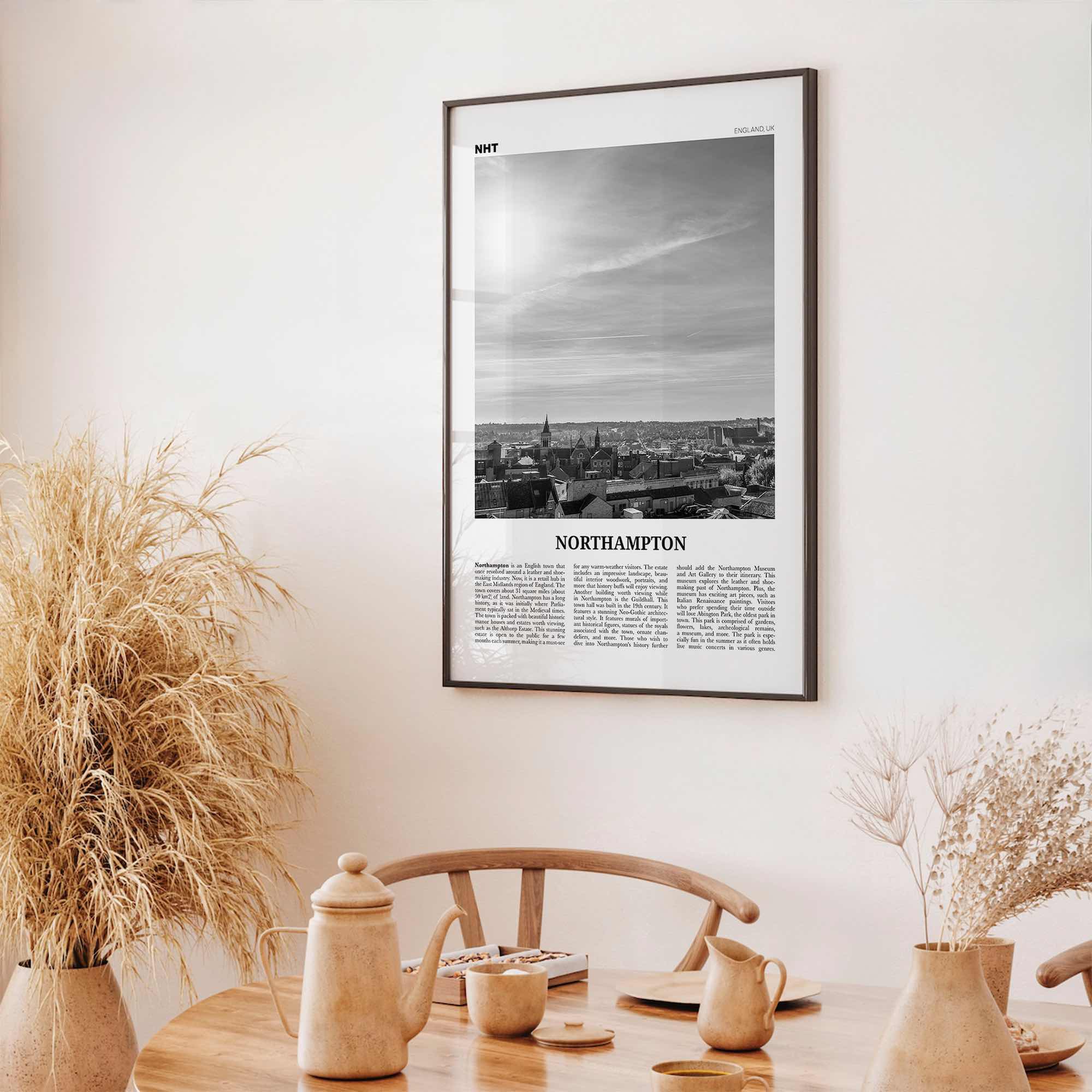 Northampton Print Black and White, Northampton Wall Art, Northampton Poster, Northampton Photo, Northampton Wall Décor, Northampton Map,