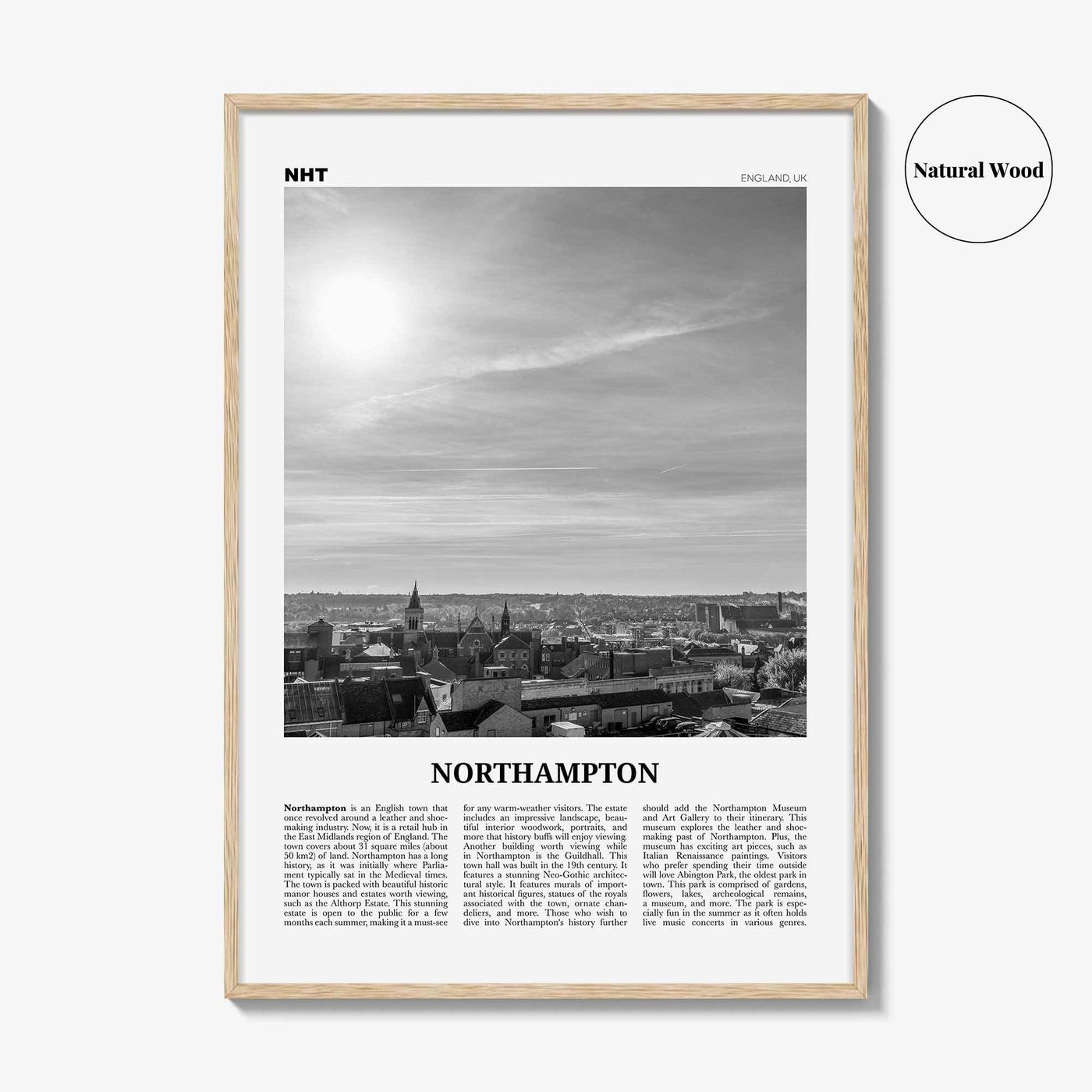 Northampton Print Black and White, Northampton Wall Art, Northampton Poster, Northampton Photo, Northampton Wall Décor, Northampton Map,