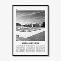 Northamptonshire Print Black and White, Northamptonshire Wall Art, Northamptonshire Poster, Northamptonshire Photo, Northamptonshire Map
