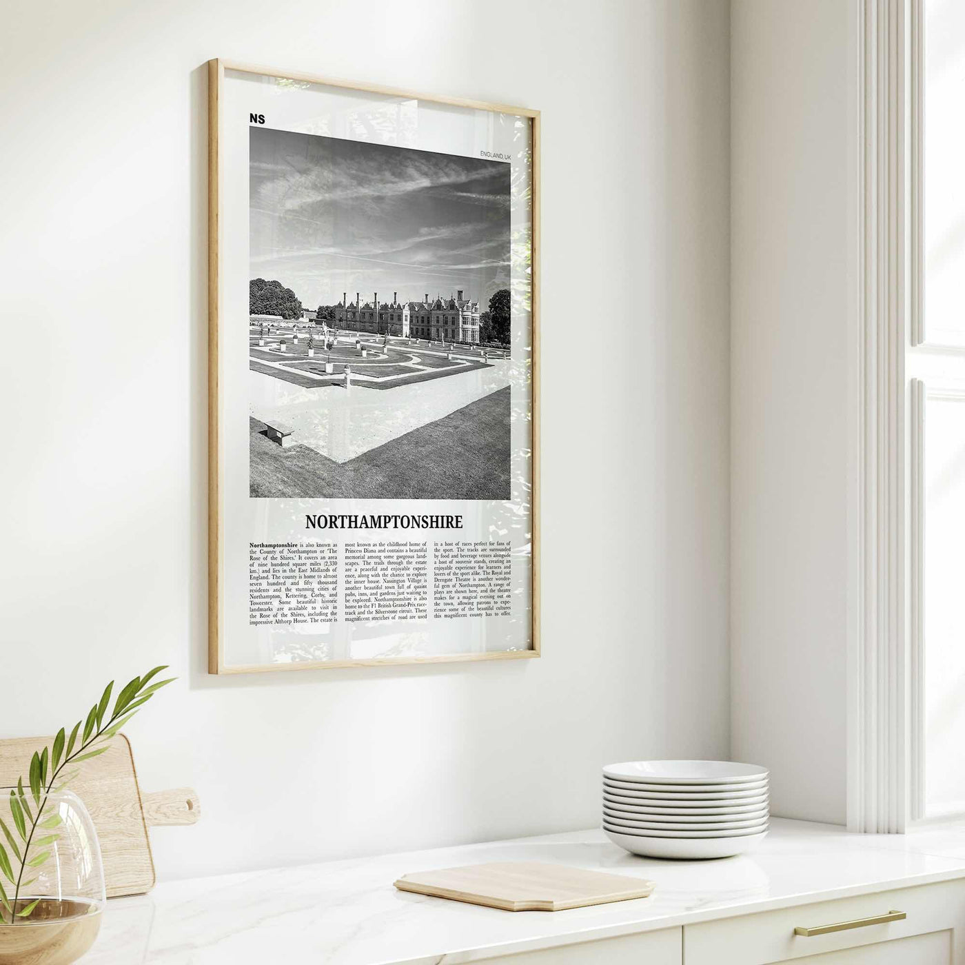 Northamptonshire Print Black and White, Northamptonshire Wall Art, Northamptonshire Poster, Northamptonshire Photo, Northamptonshire Map