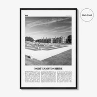 Northamptonshire Print Black and White, Northamptonshire Wall Art, Northamptonshire Poster, Northamptonshire Photo, Northamptonshire Map