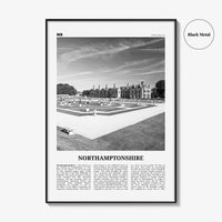 Northamptonshire Print Black and White, Northamptonshire Wall Art, Northamptonshire Poster, Northamptonshire Photo, Northamptonshire Map