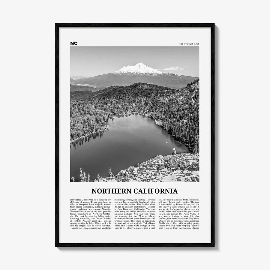 Northern California Print Black and White, Northern California Wall Art, Northern California Poster, Northern California Photo, USA