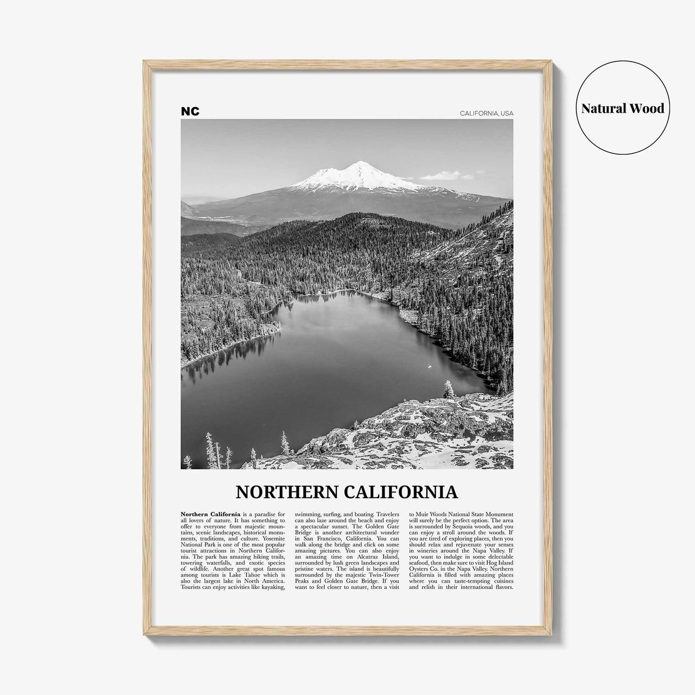 Northern California Print Black and White, Northern California Wall Art, Northern California Poster, Northern California Photo, USA