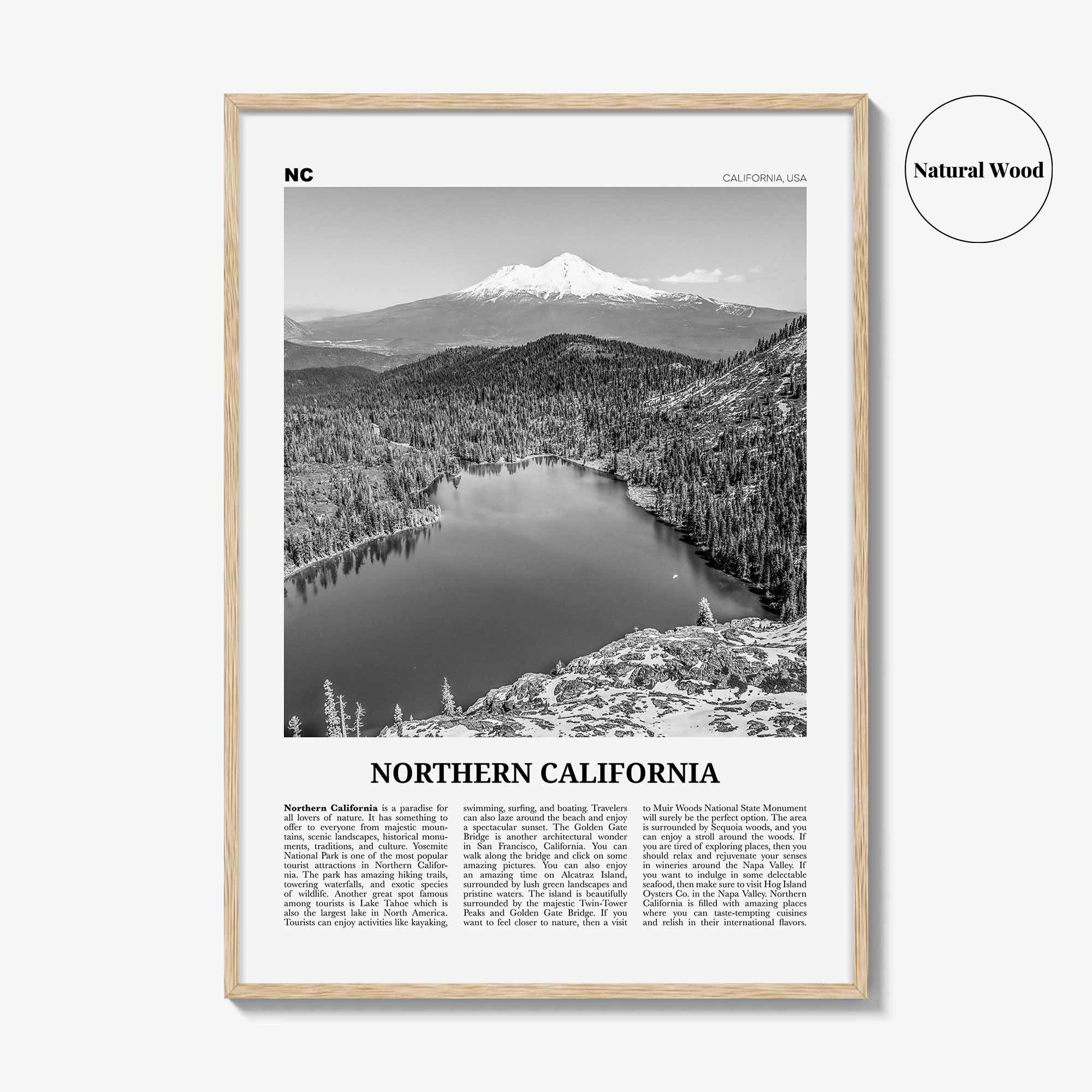 Northern California Print Black and White, Northern California Wall Art, Northern California Poster, Northern California Photo, USA