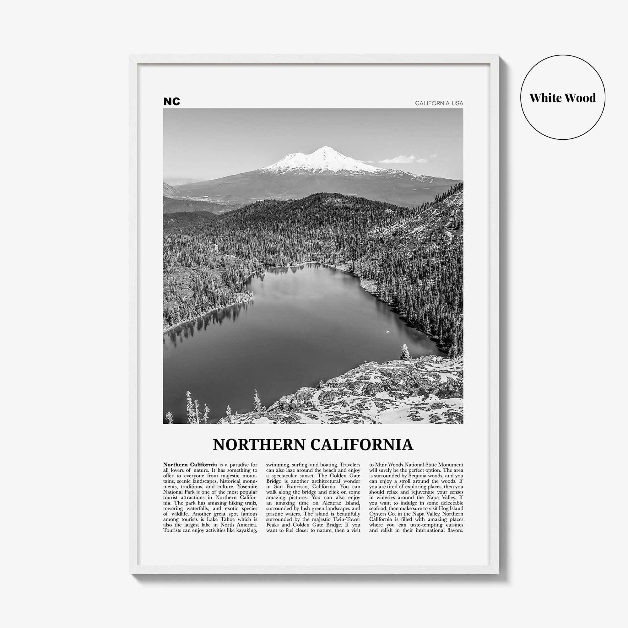 Northern California Print Black and White, Northern California Wall Art, Northern California Poster, Northern California Photo, USA