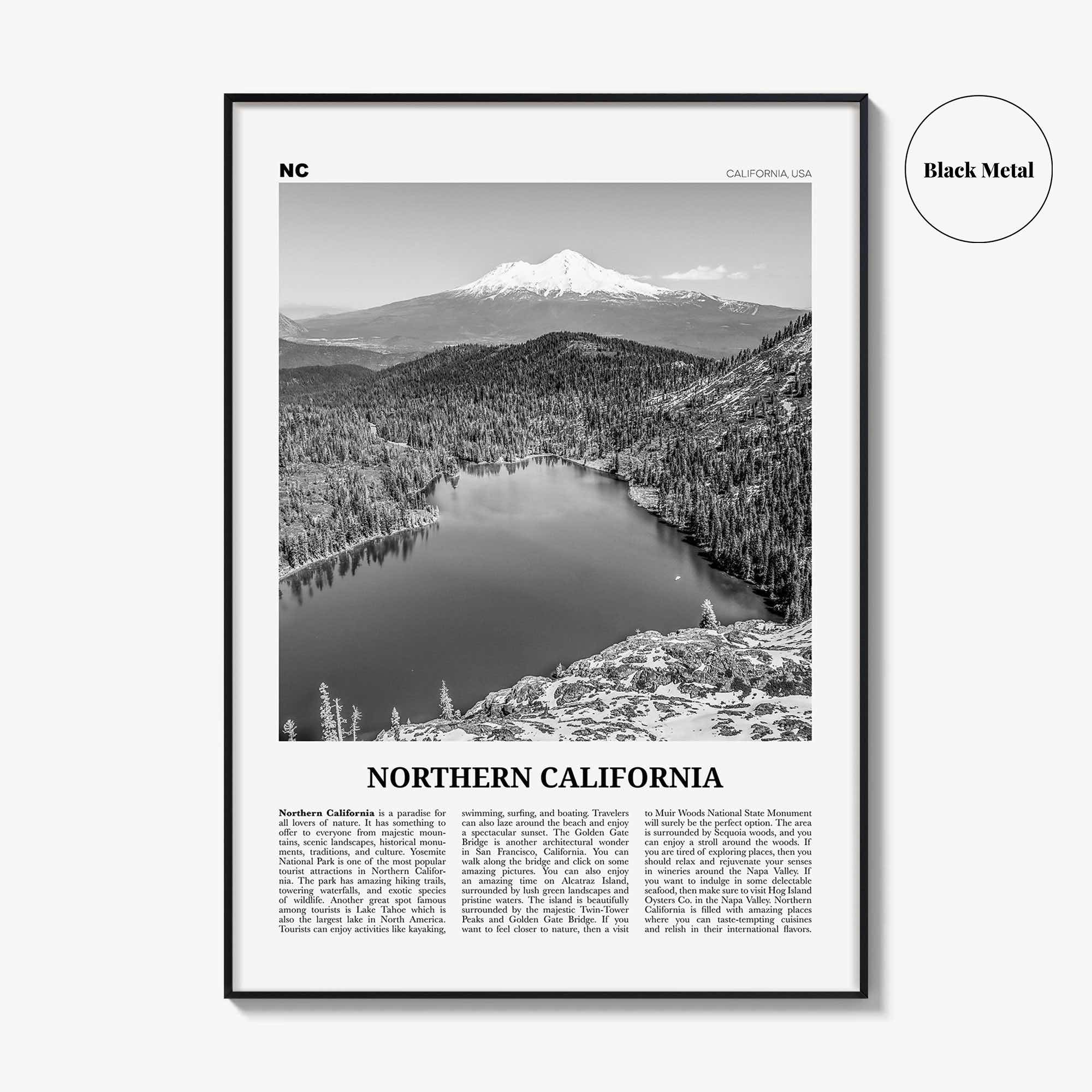 Northern California Print Black and White, Northern California Wall Art, Northern California Poster, Northern California Photo, USA