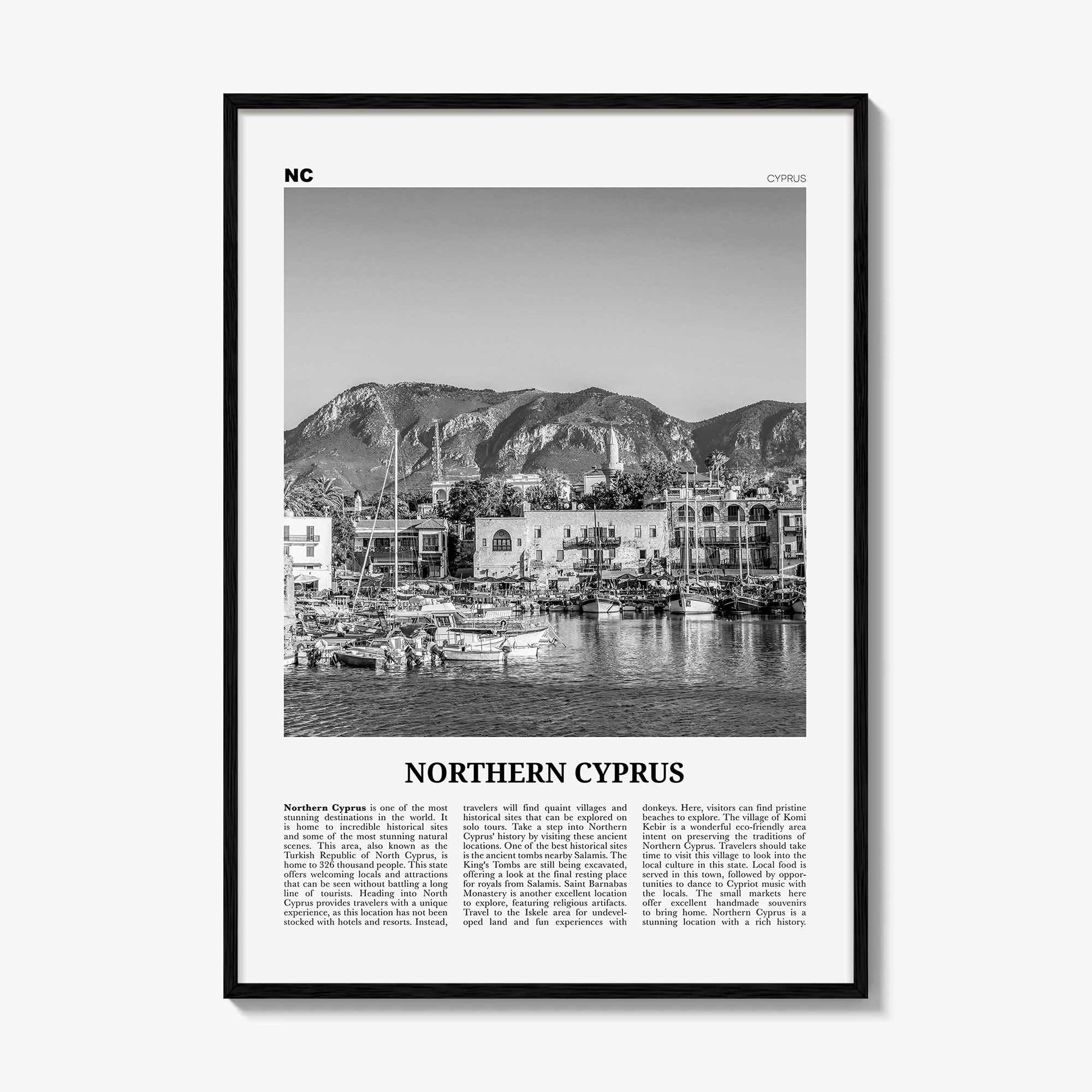 Northern Cyprus Print Black and White, Northern Cyprus Wall Art, Northern Cyprus Poster, Northern Cyprus Photo, Cyprus Wall Décor, Cyprus