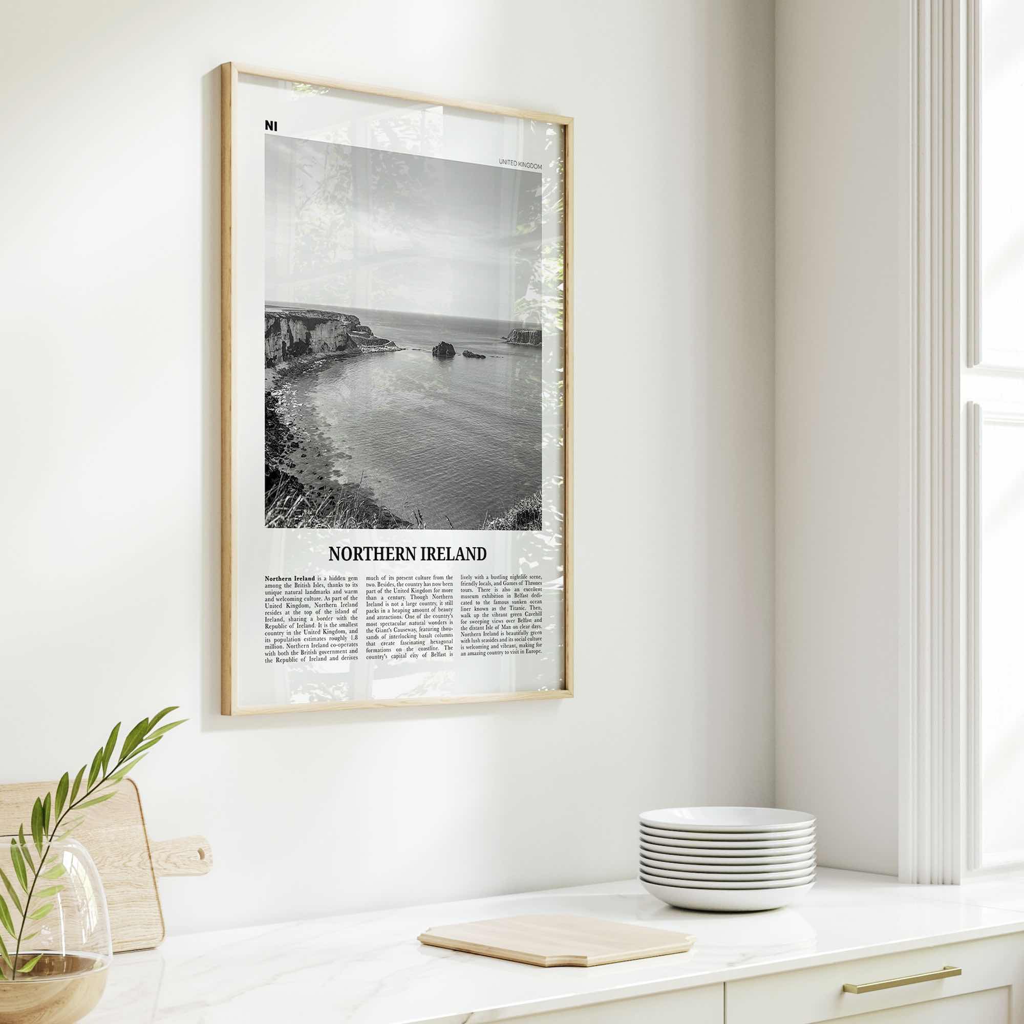 Northern Ireland Print Black and White, Northern Ireland Wall Art, Northern Ireland Poster, UK,  United Kingdom, Tuaisceart Éireann, Belfast