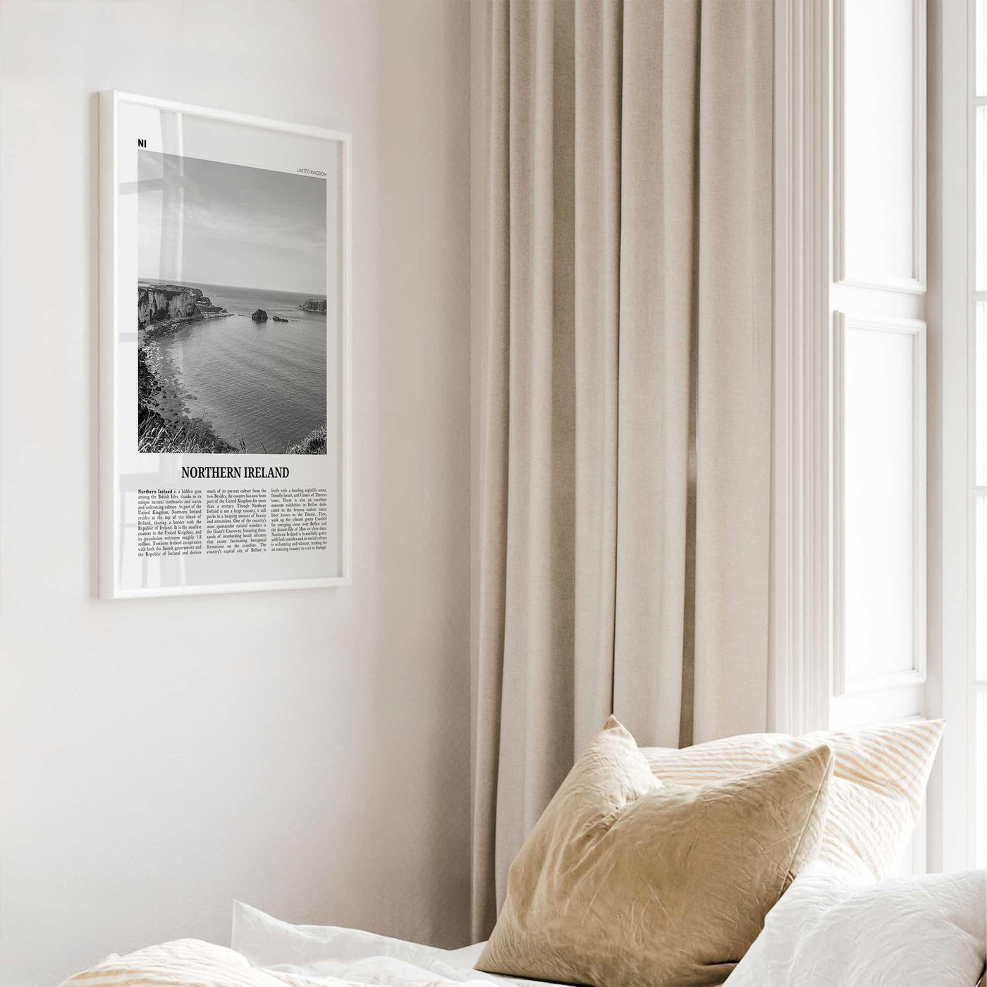 Northern Ireland Print Black and White, Northern Ireland Wall Art, Northern Ireland Poster, UK,  United Kingdom, Tuaisceart Éireann, Belfast