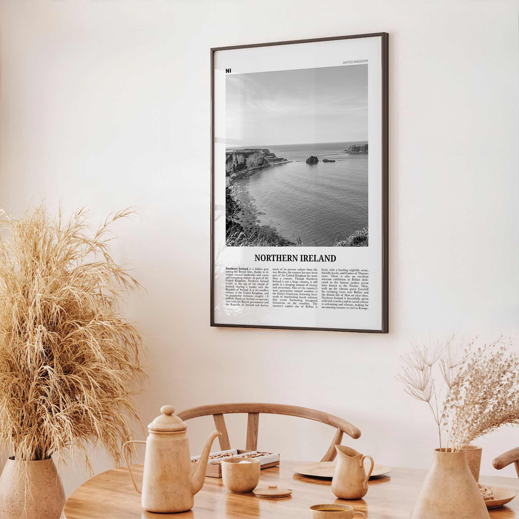 Northern Ireland Print Black and White, Northern Ireland Wall Art, Northern Ireland Poster, UK,  United Kingdom, Tuaisceart Éireann, Belfast