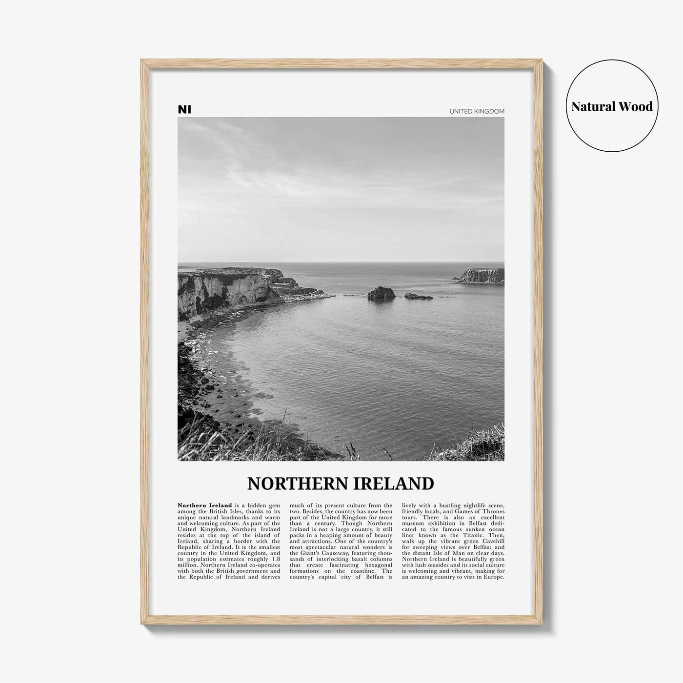 Northern Ireland Print Black and White, Northern Ireland Wall Art, Northern Ireland Poster, UK,  United Kingdom, Tuaisceart Éireann, Belfast