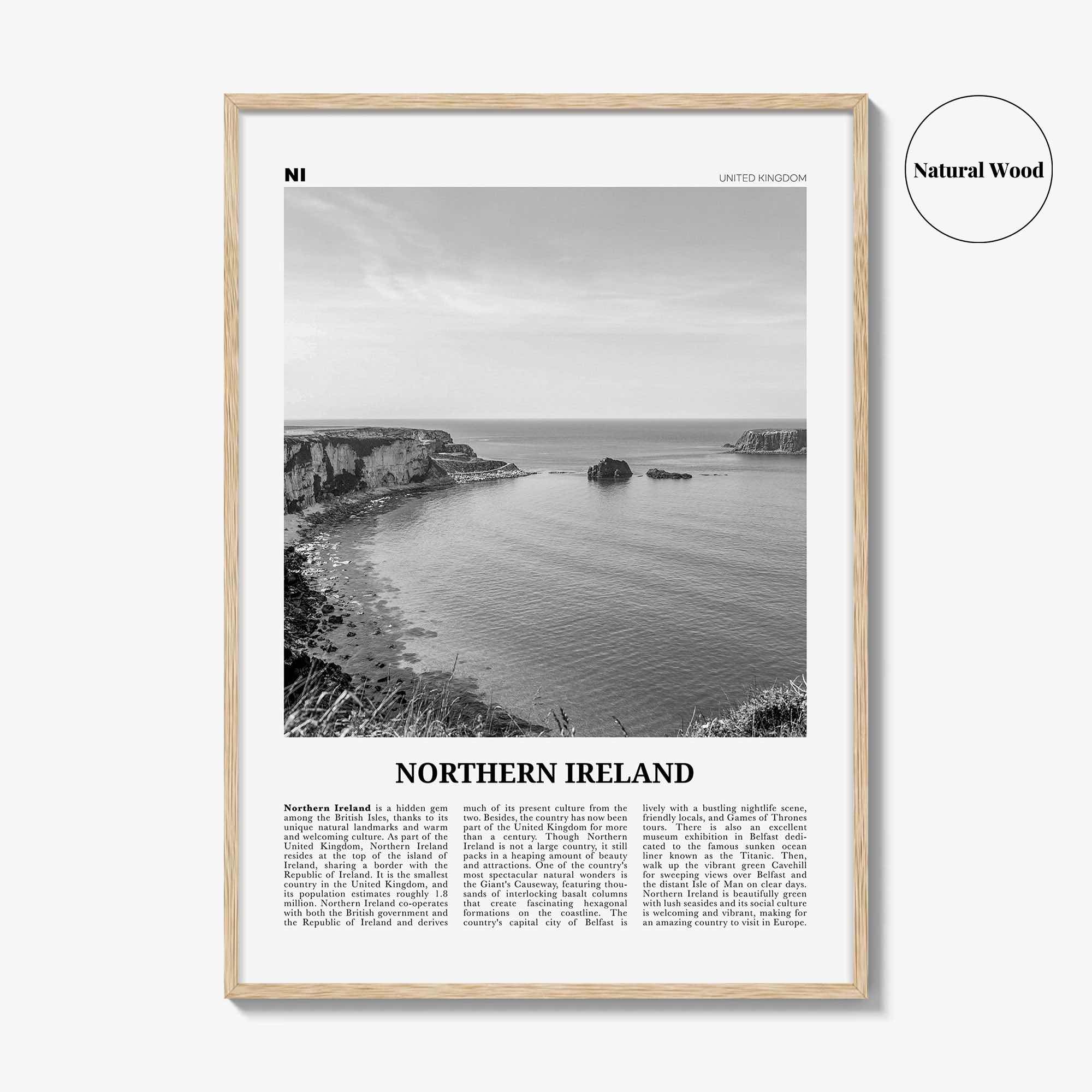 Northern Ireland Print Black and White, Northern Ireland Wall Art, Northern Ireland Poster, UK,  United Kingdom, Tuaisceart Éireann, Belfast