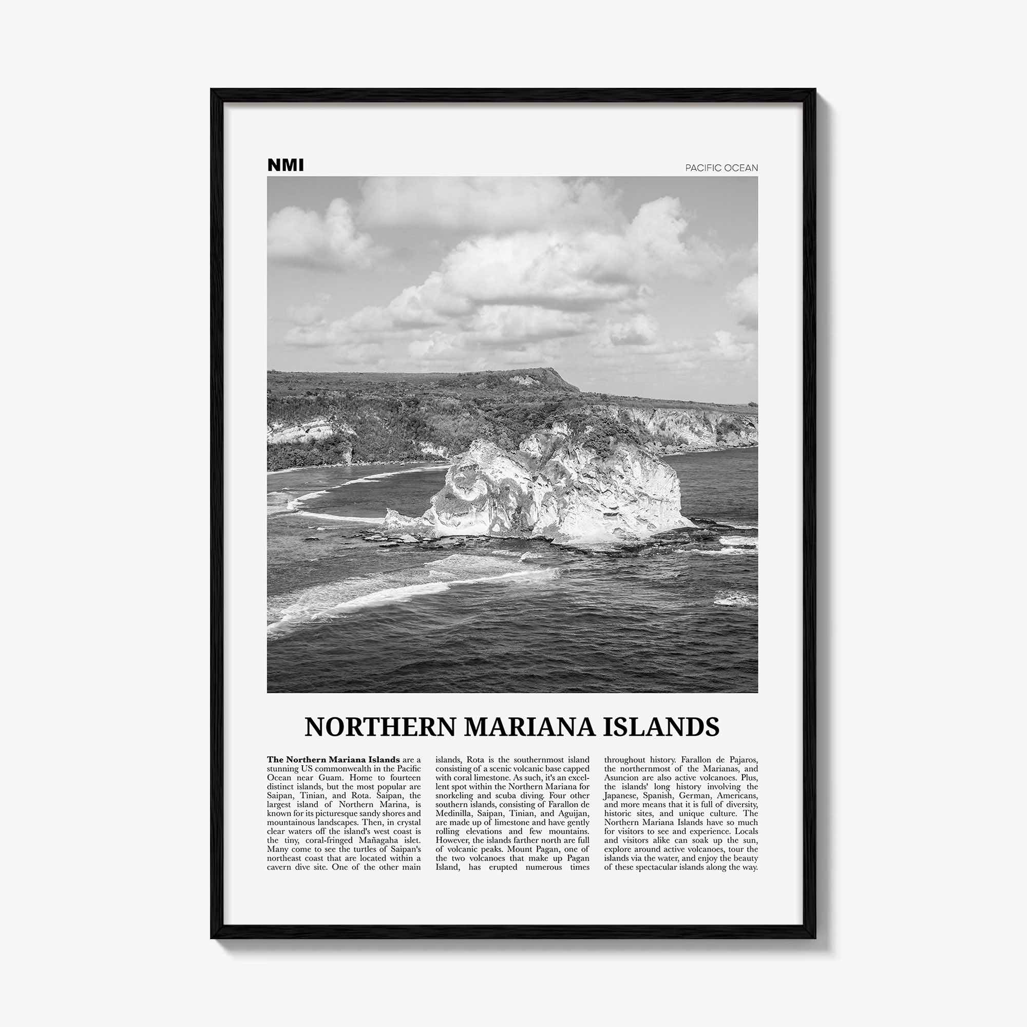 Northern Mariana Islands Print Black and White, Northern Mariana Islands Wall Art, Northern Mariana Islands Poster, Mariana Islands Photo