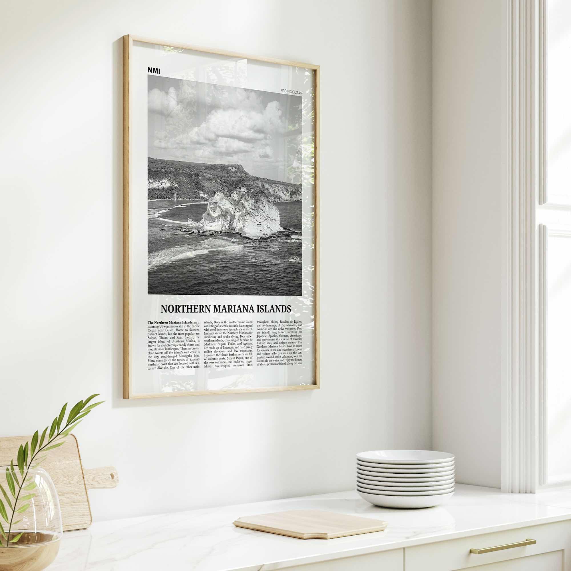 Northern Mariana Islands Print Black and White, Northern Mariana Islands Wall Art, Northern Mariana Islands Poster, Mariana Islands Photo