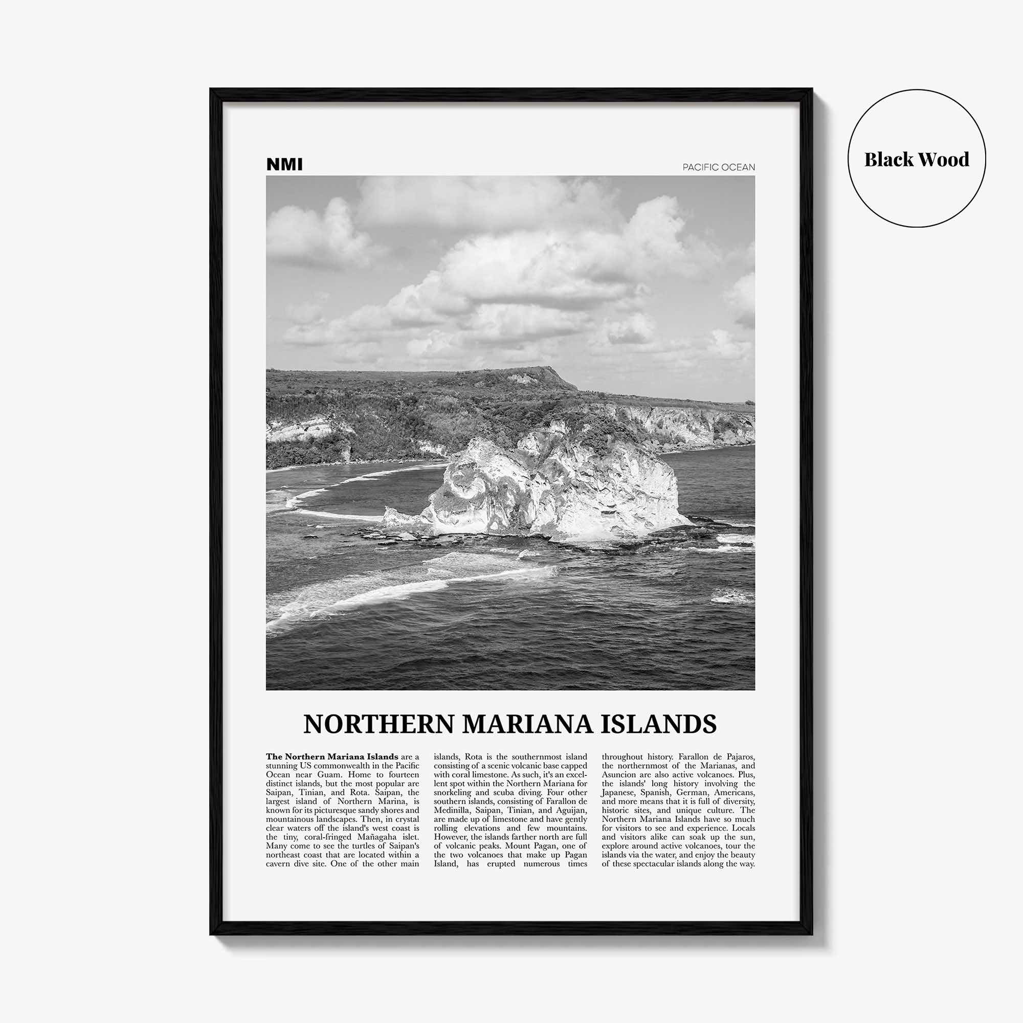 Northern Mariana Islands Print Black and White, Northern Mariana Islands Wall Art, Northern Mariana Islands Poster, Mariana Islands Photo
