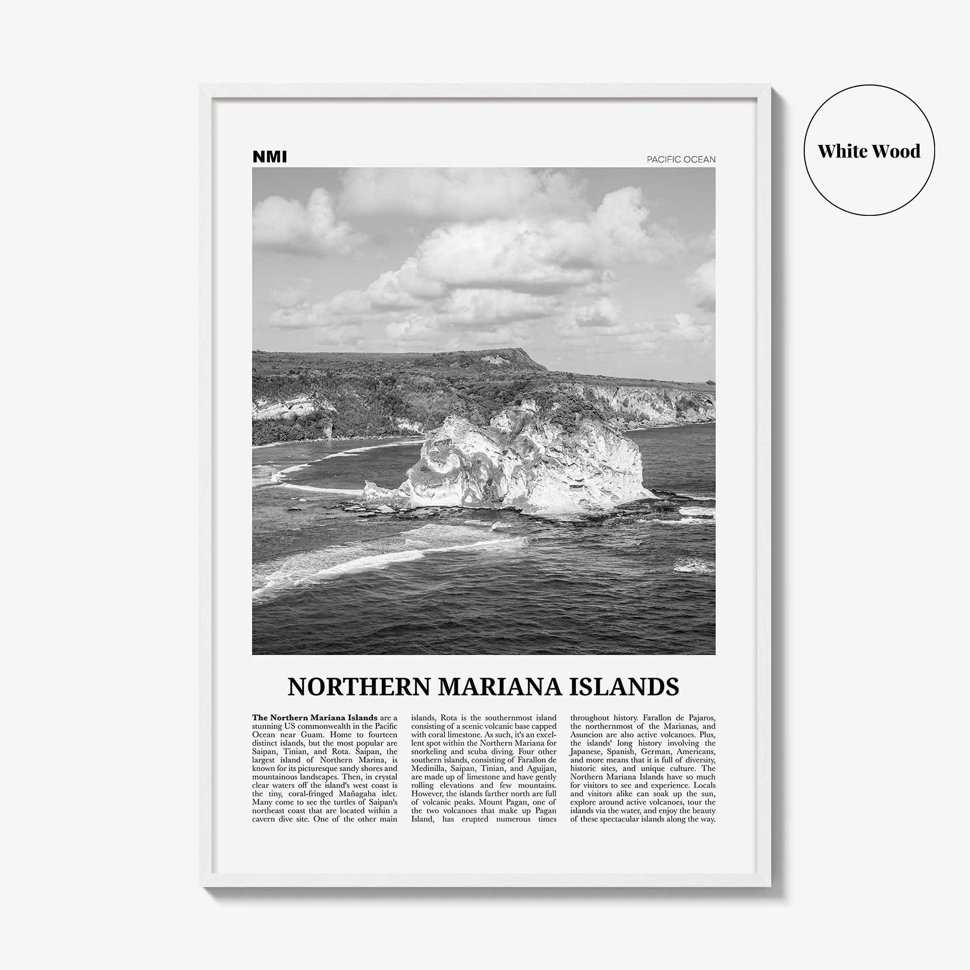Northern Mariana Islands Print Black and White, Northern Mariana Islands Wall Art, Northern Mariana Islands Poster, Mariana Islands Photo