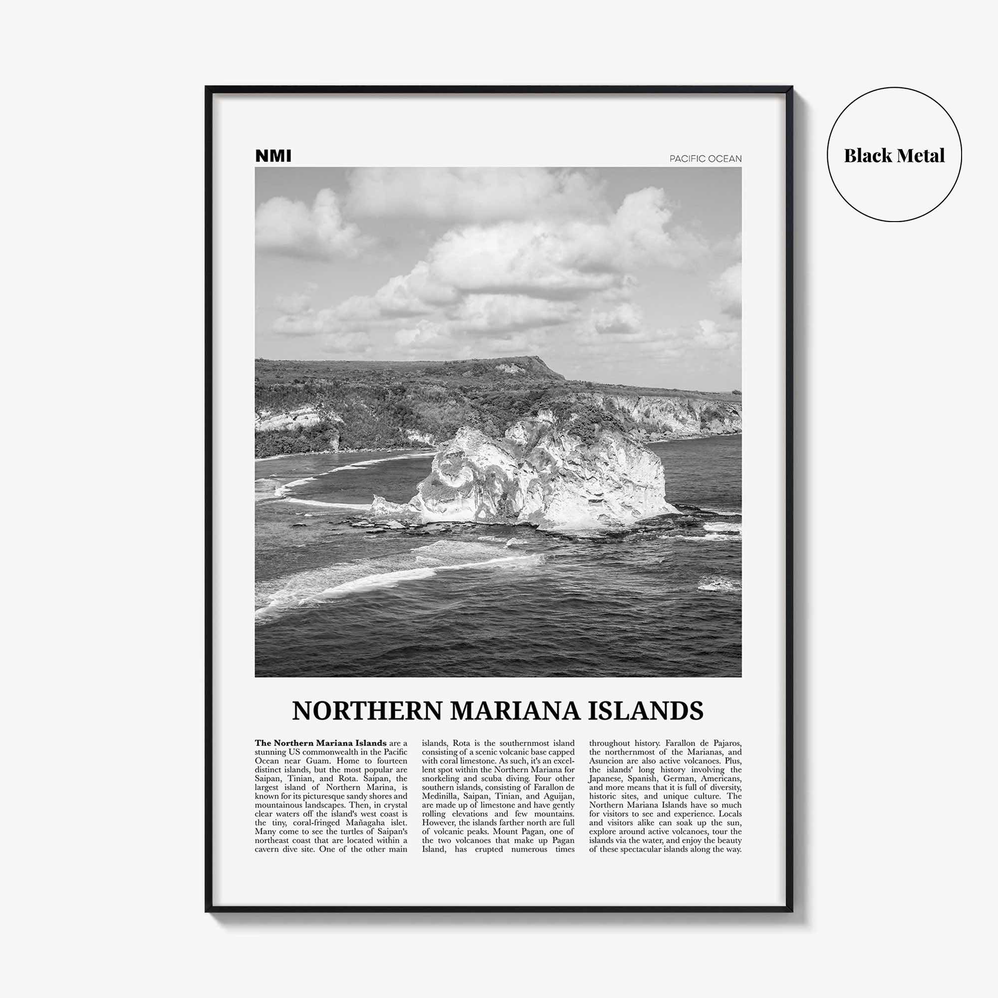 Northern Mariana Islands Print Black and White, Northern Mariana Islands Wall Art, Northern Mariana Islands Poster, Mariana Islands Photo