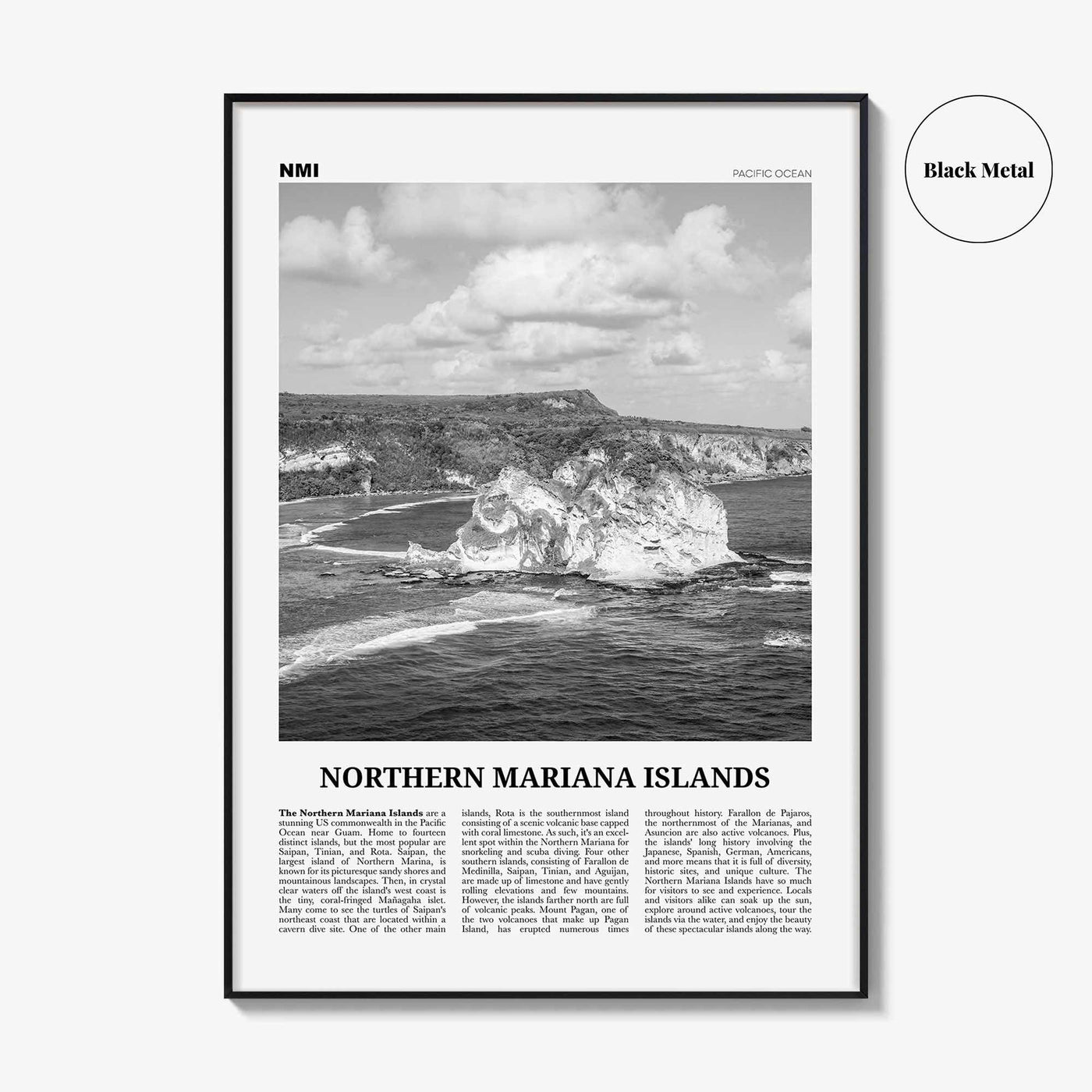 Northern Mariana Islands Print Black and White, Northern Mariana Islands Wall Art, Northern Mariana Islands Poster, Mariana Islands Photo